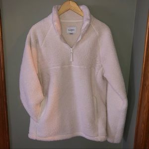 NWOT Goodfellow Men’s White Sherpa Pullover Jacket